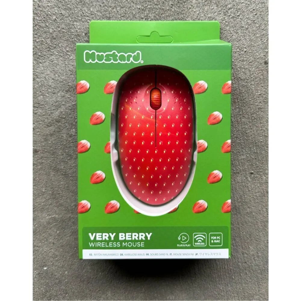 Wireless “Very Berry” Computer Mouse Strawberry Red Green Color Cute Playful Kaw